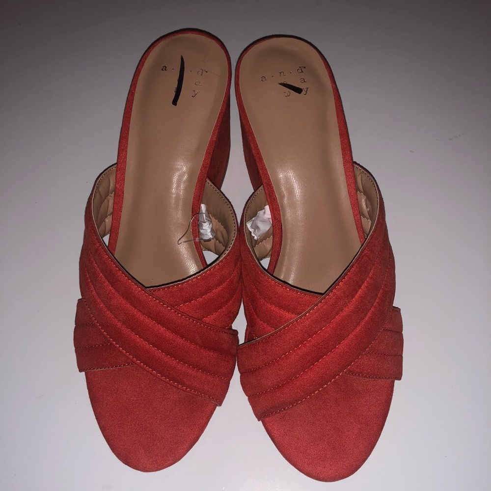 Orange medium length heel
